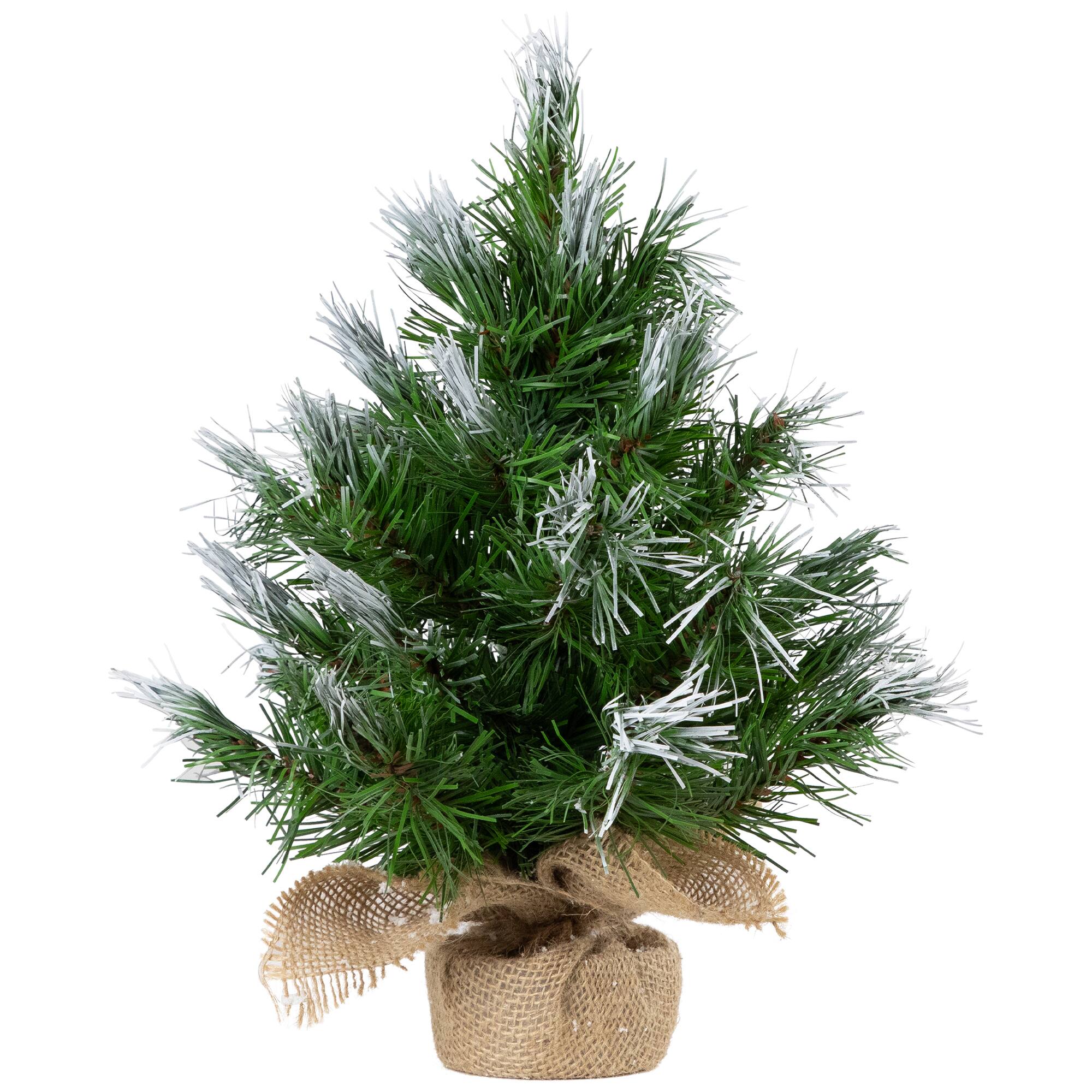 14" Unlit Whitecap Pine Artificial Mini Christmas Tree in Burlap Base